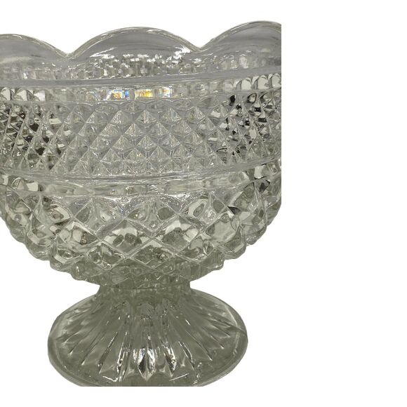 Vintage Anchor Hocking Crystal Wexford Glass Centerpiece Footed Bowl - Picture 12 of 12